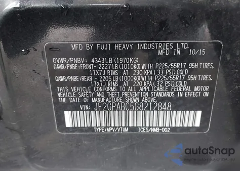 2016 Subaru Crosstrek 2.0I Premium z USA, uszkodzony, nr VIN JF2GPABC5G8212848